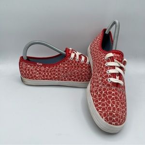 KEDS X Taylor Swift Womens Red White Sunglasses Print Sneakers Size 8 WF46864M